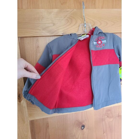 NWT Mick Mack 12 Months Baby Toddler Boys Zip Up Jacket Coat Gray Red New 12m - Picture 3 of 5